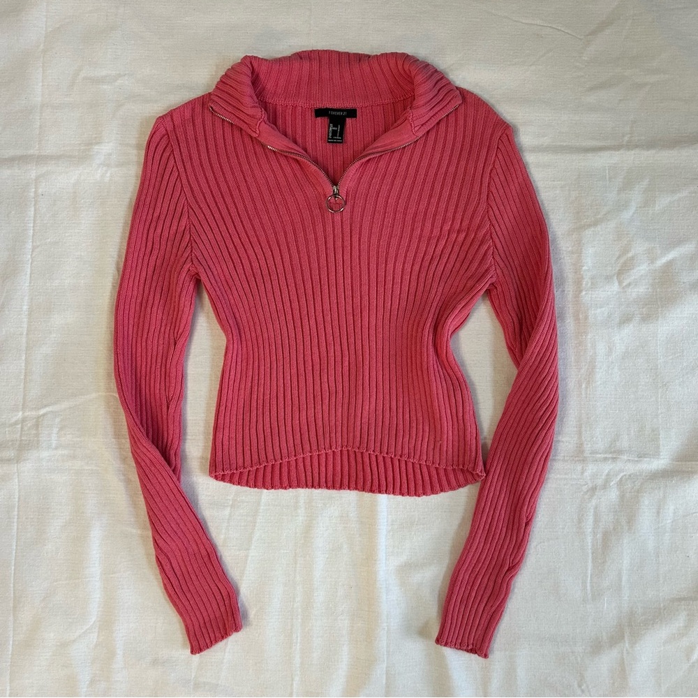 F21 | Tight Pink Stretchy 70s Style Sweater Women’s size M/L